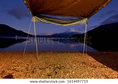 The view of Mt.Fuji from inside of tent.