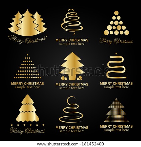 Christmas Tree Icons Set - Isolated On Background - Vector Illustration, Graphic Design Editable For Your Design