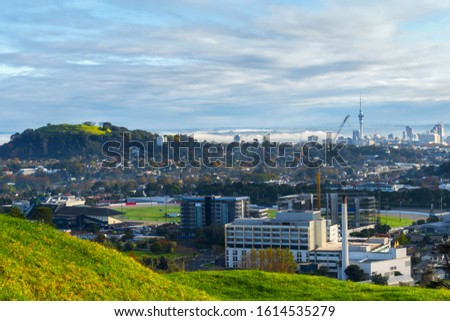 Landscape View from One Tree Hill Park Auckland New Zealand; View to Mount Eden and Auckland City