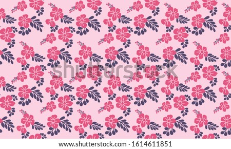 Romantic pink rose flower for valentine, with beautiful leaf and floral pattern design.