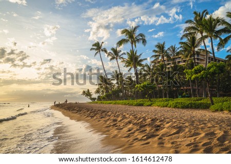 scenery at kaanapali beach in maui island, hawaii Royalty-Free Stock Photo #1614612478