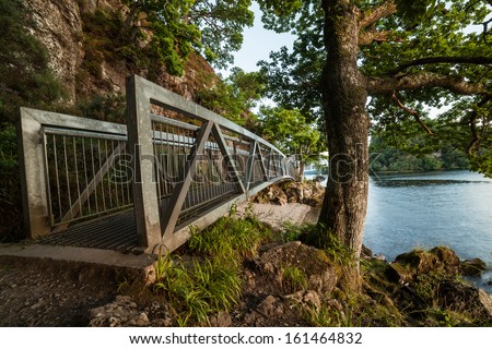 Large bridge along footpath at Balmaha, Loch Lomond, Scotland Royalty-Free Stock Photo #161464832