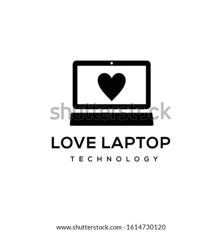 Illustration Modern clean laptop with heart logo template design