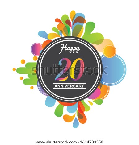 20 anniversary celebration - abstract background with icons and elements