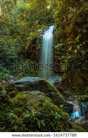 Waterfall of the Cerro Azul Meambar National Park (Panacam) on Lake Yojoa. Honduras