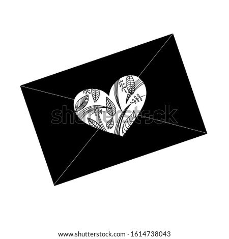 Valentine's Letter. A cone with a heart. Valentine's Day. Valentine's Day. On an isolated white background.