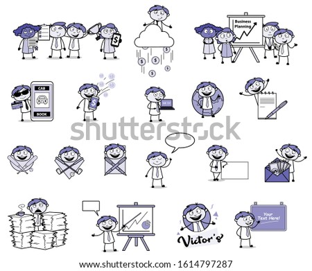 Office Guy - Set of Retro Concepts Vector illustrations