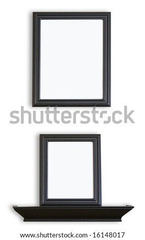 Black blank Picture Frames and shelf