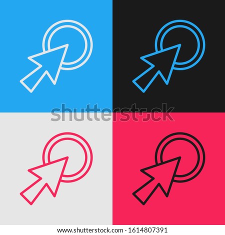 Color line Arrow cursor icon isolated on color background. Vintage style drawing. Vector Illustration