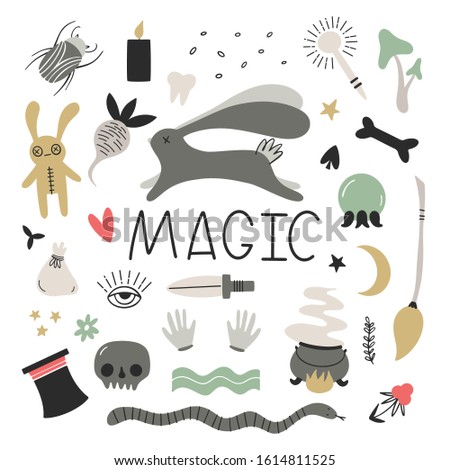 Magic. Vector set of elements and symbols for your design. Isolates in the drawn style