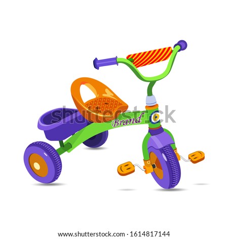 Kid tricycle vector illustration. Cartoon of kid tricycle vector icon for web design isolated on white background. Trike vector design for any print and cut works. Bike for little girl kids.