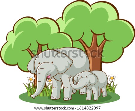 Elephants on white background illustration