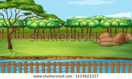 Background scene with green grass in the park illustration