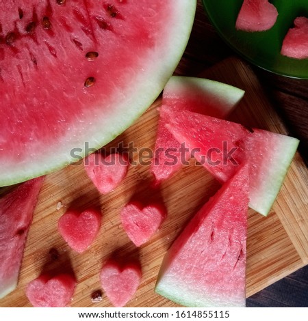 watermelon slices in the form of hearts and triangles