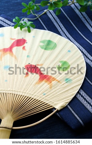 Japanese summer scene with Japanese fan. (Summer image)