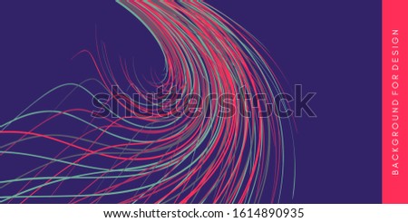 Curved lines with perspective effect. Optical fiber. 3d abstract background. Vector illustration. 