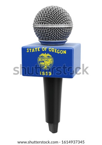 3d illustration. Microphone and Oregon flag. Image with clipping path