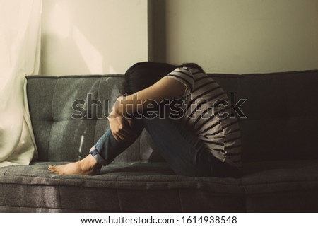 panic attacks alone young woman sad fear stressful depressed emotion.crying begging help.stop abusing domestic violence,person with health anxiety,people bad frustrated exhausted feeling down Royalty-Free Stock Photo #1614938548