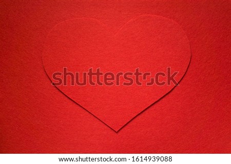 scrapbooking red heart on red fabric background, valentines day greeting card, valentine