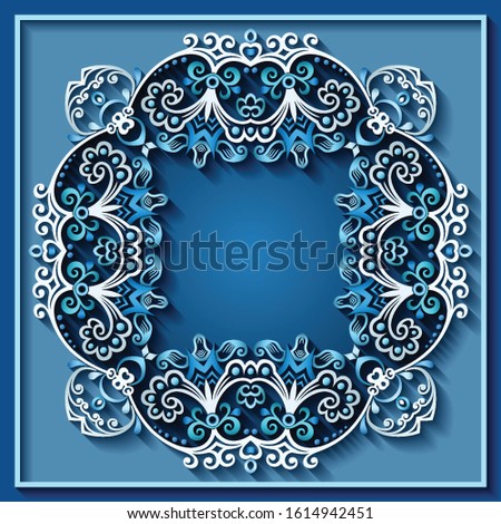 Abstract vector ornamental nature vintage frame. Modern volumetric floral elements. Trendy craft style illustration