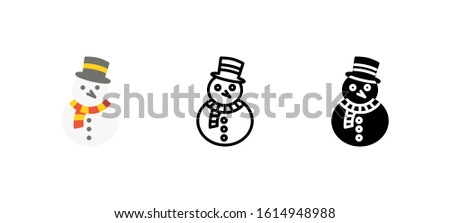 Snowman Christmas icon. Holidays flat, silhouette, line vector illustration on white background
