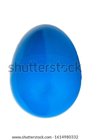 pictured in the photo blue plastic egg on a white background