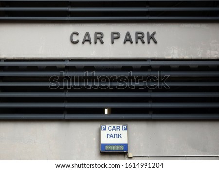 Public car park spaces signs