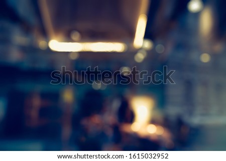 BLURRED CITY RESTAURANT AT NIGHT, MODERN BUSINESS BACKGROUND Royalty-Free Stock Photo #1615032952