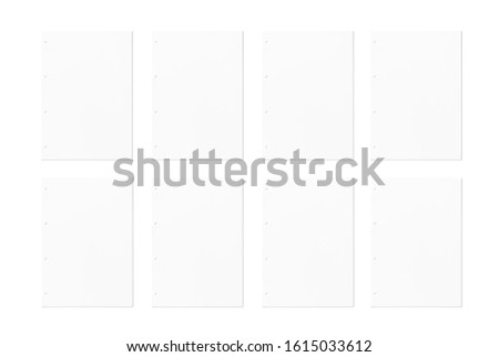 Blank letterheads with holes isolated on white background