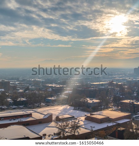 Square Salt Lake City panorama in winter day light
