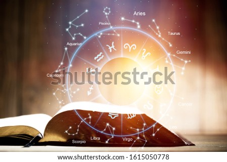 Horoscope Astrology Zodiac illustration with bible book