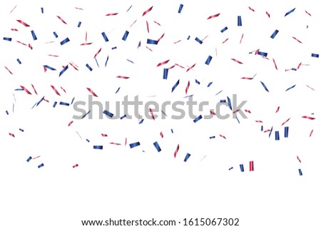 Red And Blue Confetti Isolated On Background. Celebration Event & Birthday. American, Chile, Russia, France, United kingdom flags color concept. Vector