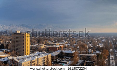 Panorama Salt Lake City panorama in winter day light