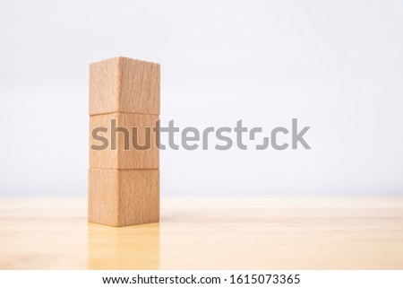 3 blank wood cube mock up in vertical shape on isolated background for create letter or symbol, business, banner, advertising concept, copy space