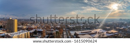 Salt Lake City panorama in winter day light