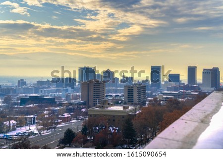 View over Salt Lake City, Utah in winter