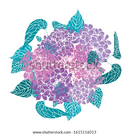 Decorative hand drawn lilac  flowers, design elements. Can be used for cards, invitations, banners, posters, print design. Floral background in line art style