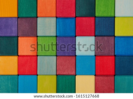 Multi-colored wooden toy blocks background