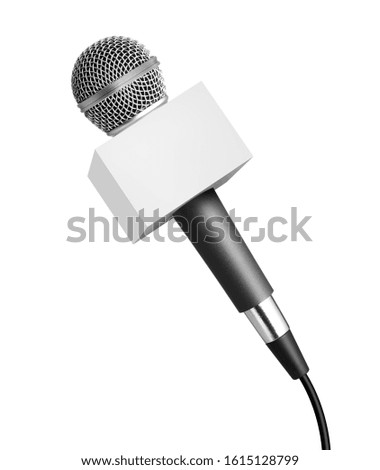 Blank news microphone on white
