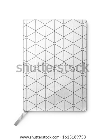 Stylish notebook isolated on white, top view