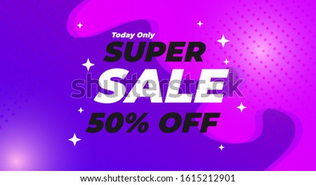Super sale banner and poster modern design up To 50% off purple background vector HD template