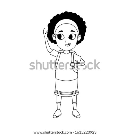cartoon afro girl standing icon over white background, flat design, vector illustration