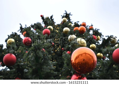 The beautiful picture of a decorated New Year tree