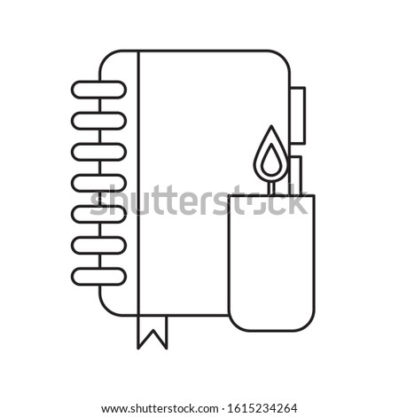 candle fire flame with notebook vector illustration design
