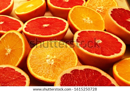 fresh fruit oranges and red grapefruit close-up