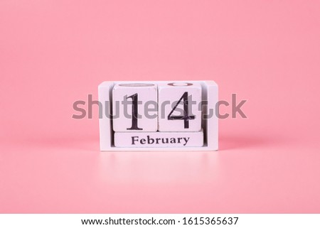 14 February calendar on pink background. Love, Wedding, Romantic and Happy Valentine day holiday concept