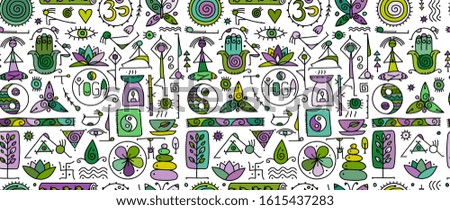 Yoga concept, seamless pattern for your design. Vector illustration