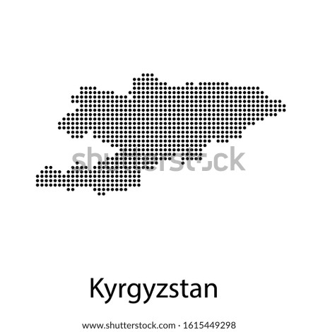 Vector illustration of a geographical map of Kyrgyzstan with dots