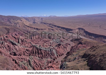 Aerial view of Rainbow Valley, San Pedro de Atacama, Chile
