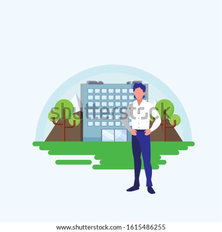 Avatar man in front of a building design, Boy male person people human social media and portrait theme Vector illustration